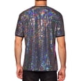 thumbnail image 3 of CAMISETAS PARA HOMBRES INSPIRE CHIC con Lentejuelas de Manga Corta Cuello Redondo para Fiesta Nocturna XL Plateado, 3 of 6