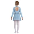 thumbnail image 2 of Aislor Girls' Figure Ice Skating Leotard Dress Shiny Rhinestones Long Sleeves Roller Skating Ballet Dancewear Sky Blue 6, 2 of 7