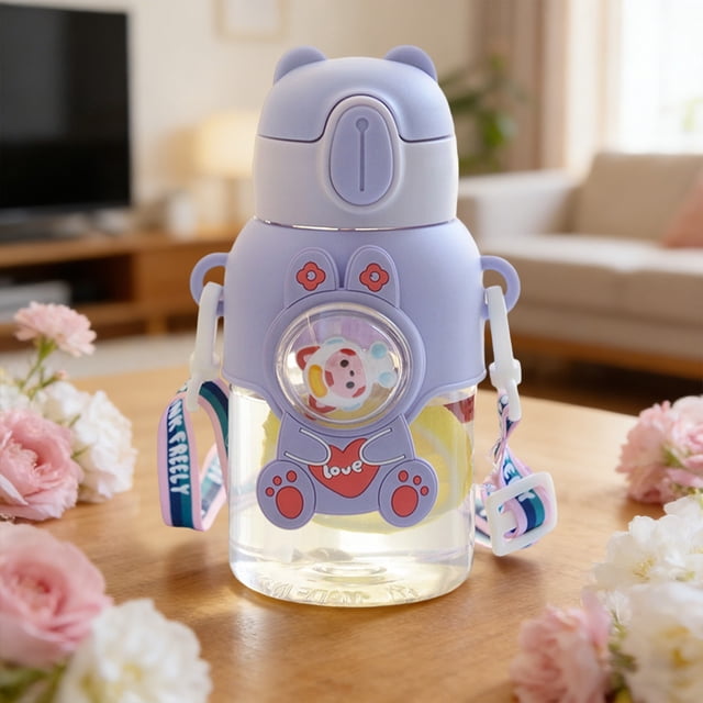 Weloille Gobelet avec Paille Résistant aux Chutes 1 Pcs, Gobelet d'Eau de Qualité Alimentaire Incassable, Contenant de Boisson Étanche et Scellé, Gobelet Réutilisable pour Maison Bureau Plein Air Sports Boisson