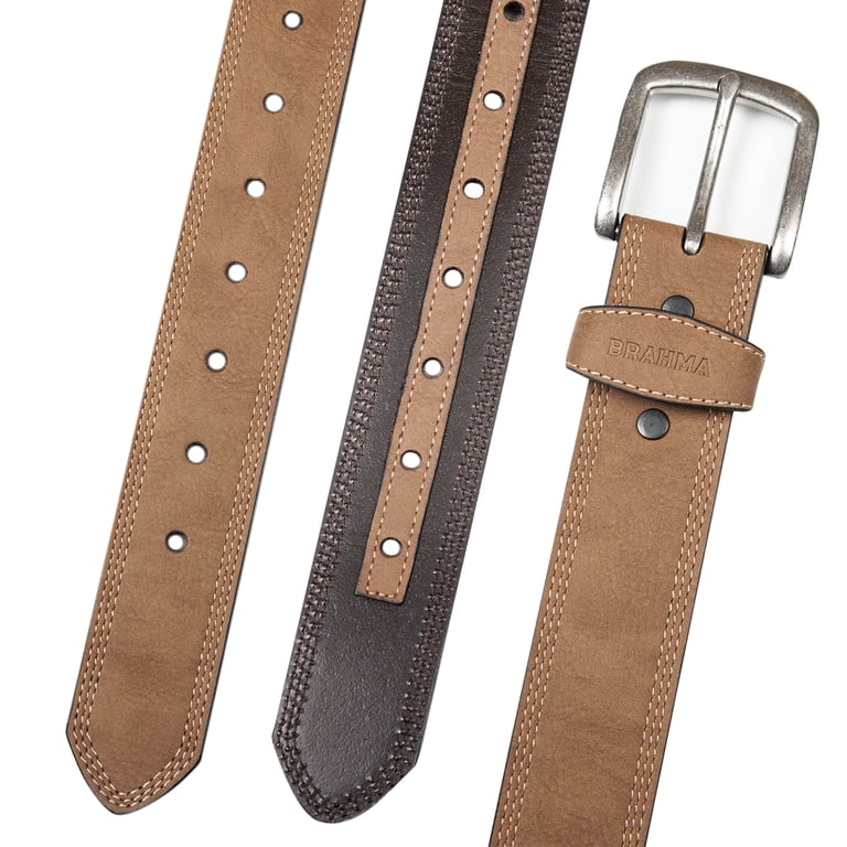 Brahma Triple Needle Stitch Leather Work Belt with Snap Buckle