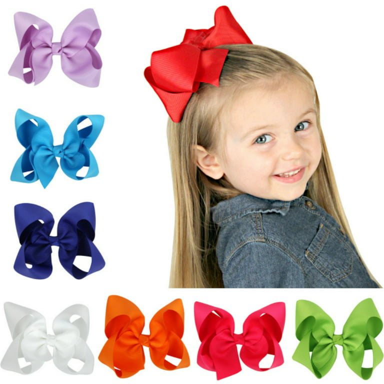 3/4/6/8 inch Colorful Grosgrain Ribbon Hair Bows Clips For Baby Girls  Handmade Hairpins Barrettes Headwear Kids Hair Accessories