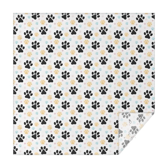 Black Dog Puppy Paw Square Tablecloth,Waterproof Square Table Cover,Wipeable Spillproof Washable Table Cover for Home Kitchen Party Decor 42"X42"(107x107cm)