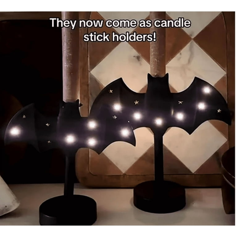 2025 New Halloween Black Bat Candlestick Holders Gothic Bat