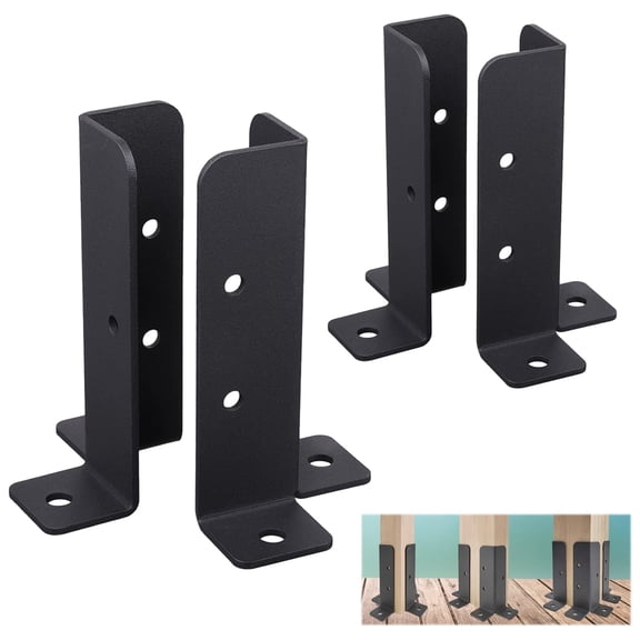 VANROUG Fit 1.5x1.5, 2x2, 2x4, 4x4 Post, Metal Black Powder Coated Adjustable Deck Post Anchor Base Brackets Black