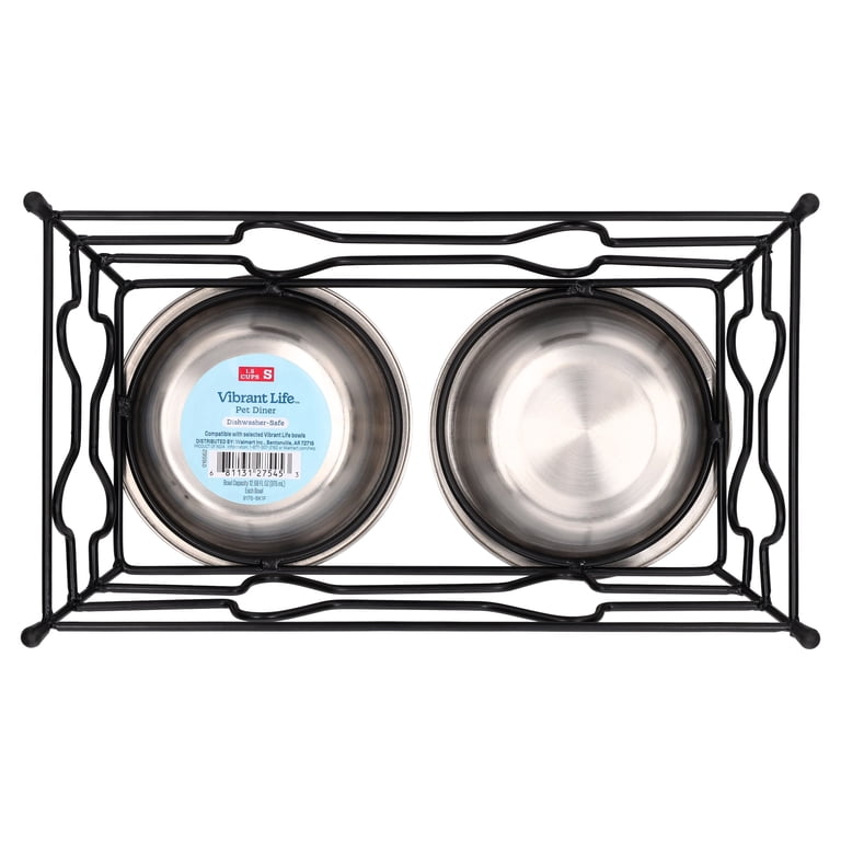 Vibrant Life Small Elevated Pet Double Diner, Silver photo 8