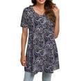 thumbnail image 2 of Fantaslook Plus Size Womens Tunic Tops Short Sleeve Casual Floral Shirts Swing Flare Dressy Blouses, 2 of 7