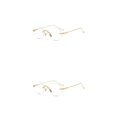 thumbnail image 4 of Qarigey Gafas sin marco simples Bisagras de resorte Forma oval Gafas de vidrio de metal Gafas ligeras para computadora Oro Oro 2piezas, 4 of 6