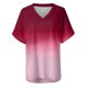 thumbnail image 5 of Fiudx Camisas de Mujer Blusa con Estampado Degradado a La Moda para Mujer, Camisetas Holgadas de Manga Corta con Cuello En V, 5 of 7