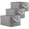 thumbnail image 1 of Foldable Storage Boxes, Fabric Storage Baskets For Books/Dvds/Toys/School/Home/Closet/Office, Pack Of 3 (Grey, Small), 1 of 7