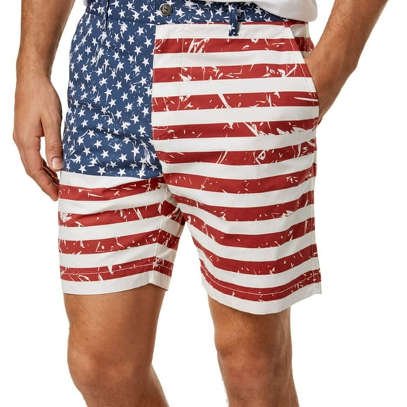 Con.Struct Mens Flag Casual Chino Shorts, Red, 34