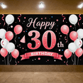 thumbnail image 5 of Black Background Happy 30th Birthday Banner with Pink White Balloons Party Decors for Photography Props Birthday Party Backdrop Supplies, 5 of 7