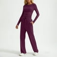 thumbnail image 5 of Women's Pajama Sets 2 Piece Sleepwear Lounge Set Long Sleeve Top & Matching Joggers, 5 of 5