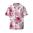 thumbnail image 3 of Goofa Peonies And Roses Printed Men's Casual Short-sleeved Shirt,Lightweight Breathable Button-down,Summer Casual men's top,Versatile Fashion shirt-Large, 3 of 7