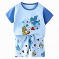 thumbnail image 3 of Toddler Boys Clothes Summer Outfit Sets Short Sleeve Cartoon T Shirt Shorts Set Playwear Sets Boys Easter Outfit Graphic Summer Short Sleeve T-shirts Tops and Shorts Set, 3 of 4