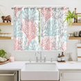 thumbnail image 2 of Red Blue Coral Coastal Kitchen Curtains 63 Inch Length, Summer Beach Seaside Nautical Grommet Top Bedroom Living Room Curtains, Light Filtering Cafe Curtain Drapes 2 Panels Set 104''x63'', 2 of 9