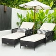thumbnail image 1 of Gymax Set of 2 Adjustable Patio Rattan Lounge Chair Chaise Recliner w/ Cushion & Pillow, 1 of 10