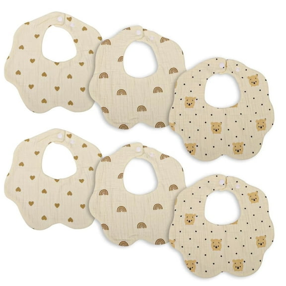WinReal Baby Drool Bibs for Boys Girls 6pack Muslin Cotton Dribble Bibs Super Absorbent Cotton Teething Bibs Drooling Bibs