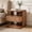 Brown, variant on Euroco Modern Floating Nightstand with Drawer, Wood Bedside Table with 3-Tier Open Storage Shelves ,Unique C-Shape End Table for Bedroom,Living Room,Space-Saving,Black