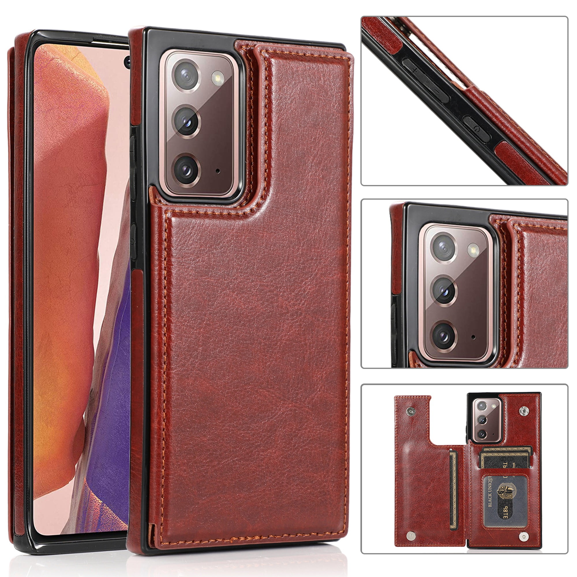 Dteck Case for Samsung Galaxy Note 20 6.7-inch,Shockproof PU Leather Wallet Case Card Holder Kickstand Flip Magnetic Hybrid Rubber Note 20 5G Back Phone Cover,Brown