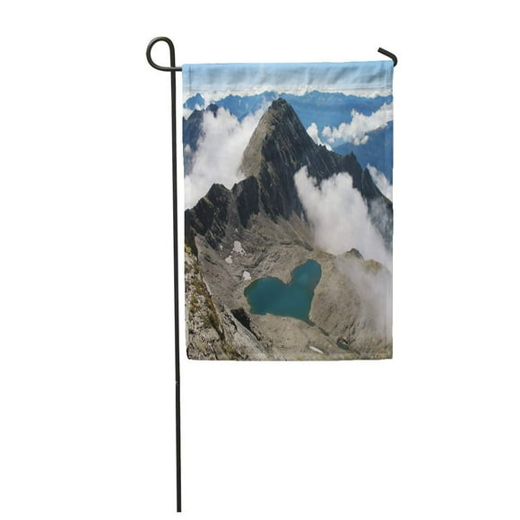 NUDECOR Blue Love Austrian Alps High Tauern National Park Lake Like Heart Salzburg Path Garden Flag Decorative Flag House Banner 12x18 inch