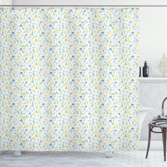 Ambesonne Tulip Shower Curtain, Fresh Spring Meadow Pattern, 69"Wx75"L, Pale Green Pale Blue