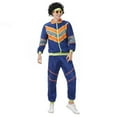 thumbnail image 1 of 80s HipHop Costumes Outfits  Retro Tracksuit  Patchwork Zip Up Long Sleeve Coat and Pants, 1 of 4