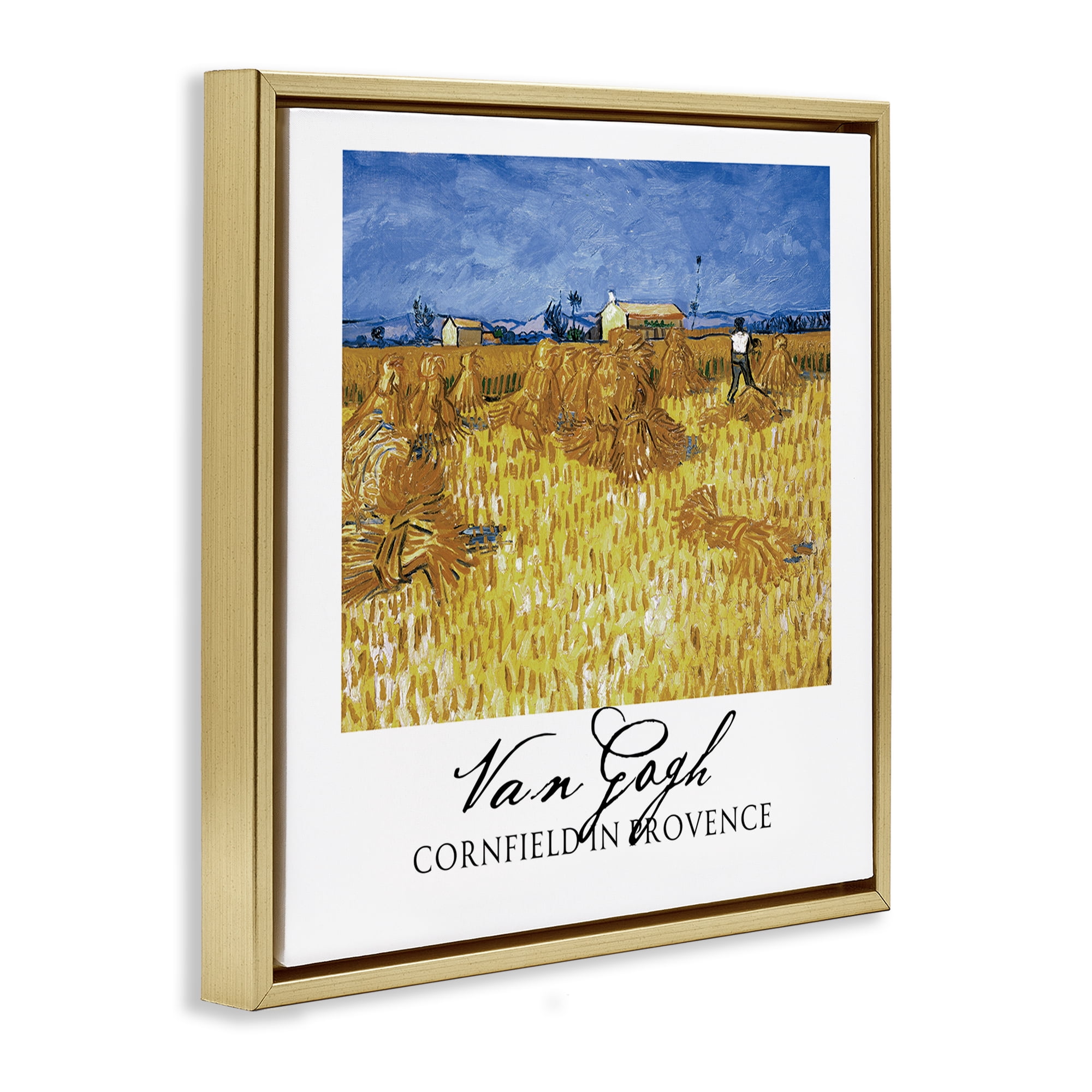 Stupell Industries Van Gogh Cornfield Provence Gold Framed Floater Canvas Wall Art, design by Vintage Hustle