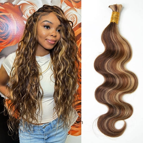 Eayon Body Wave Bulk Human Hair for Braiding Blend 4/27/30 16 inch 100g Human Braiding Hair for Boho Braids No Weft Virgin Human Hair Extensions