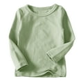 thumbnail image 2 of Jinhomg Toddler Kids Fall Sweatshirt Boys Girls Soft Comfy Pullover Tops Long Sleeve Crewneck Solid Tee Shirt Green 6 Months, 2 of 6