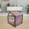 thumbnail image 3 of Cat Pet House, Kawaii Doodle Cats Pattern Smiling Winking Cheering Mascots Humorous Funny, Outdoor & Indoor Portable Dog Kennel with Pillow and Cover, 5 Sizes, Pink Tan Lilac, by Ambesonne, 3 of 5