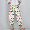 thumbnail image 1 of Pantalons pour Femmes Mode Été Décontracté Ample avec Poches Imprimé Vert TTG, 1 of 5