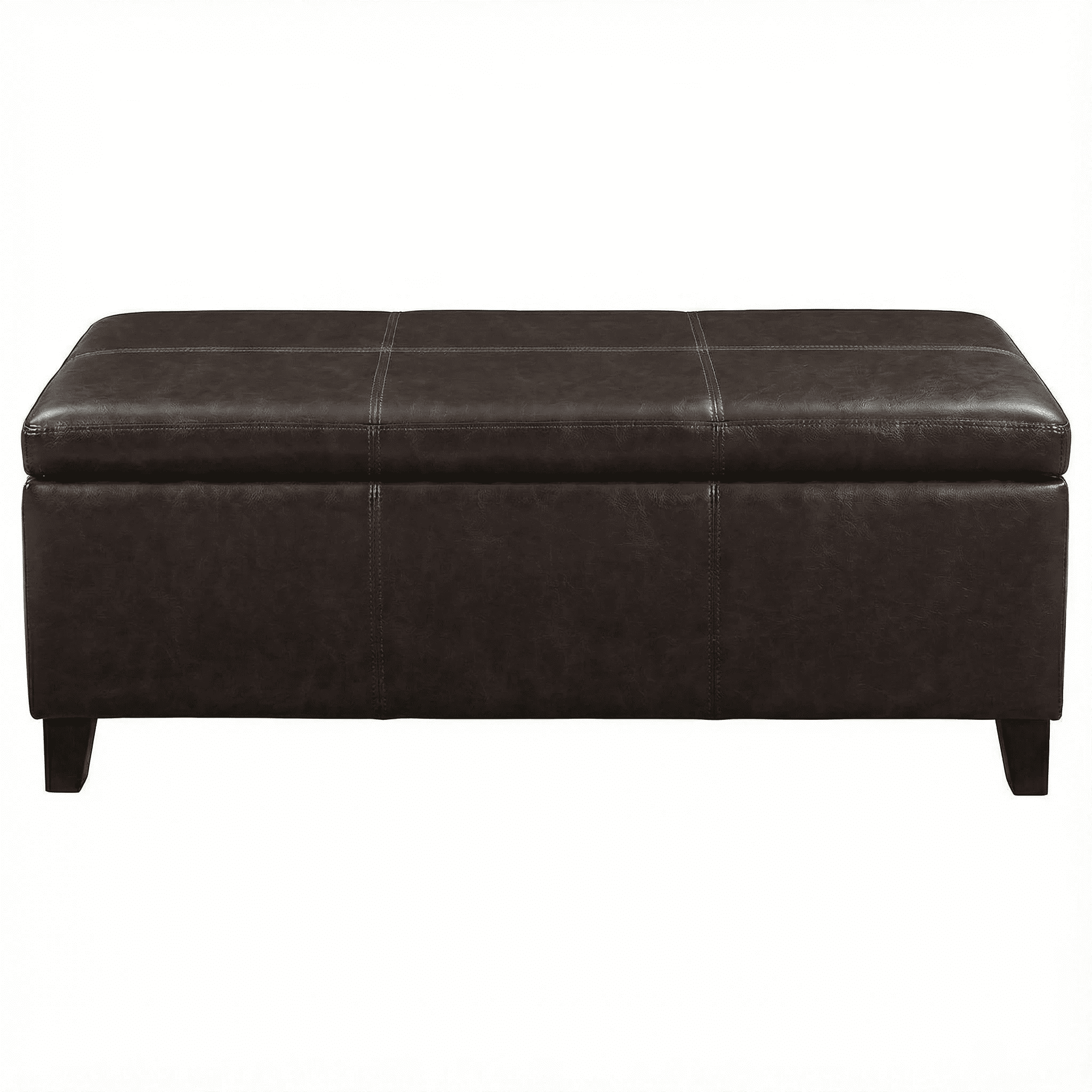 Storage Ottoman Bench, Rectangular Ottoman, Upholstered Bench with Safety Hinges and Large Storage, Solid Wood Frame Assembled for Living Room, Entryway, Family Room, Distressed Brown