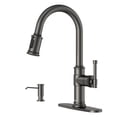 thumbnail image 4 of Llave Mezcladora para Fregadero con Dispensador de Jabón, 3 Modos de 360 ° Giratorio Monomando Mezclador de Fregadero de Cocina con Pulverizador, Grifo de Cocina Acero Inoxidable, 4 of 31