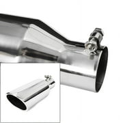 Universal Angled Polished 12in. Bolt-On Exhaust Tip 2.25 In 4 Out Rolled Edge