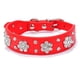 thumbnail image 1 of Lindo collar para perro y gato con diamantes de imitación de flores, collar brillante de cuero PU, 1 of 5