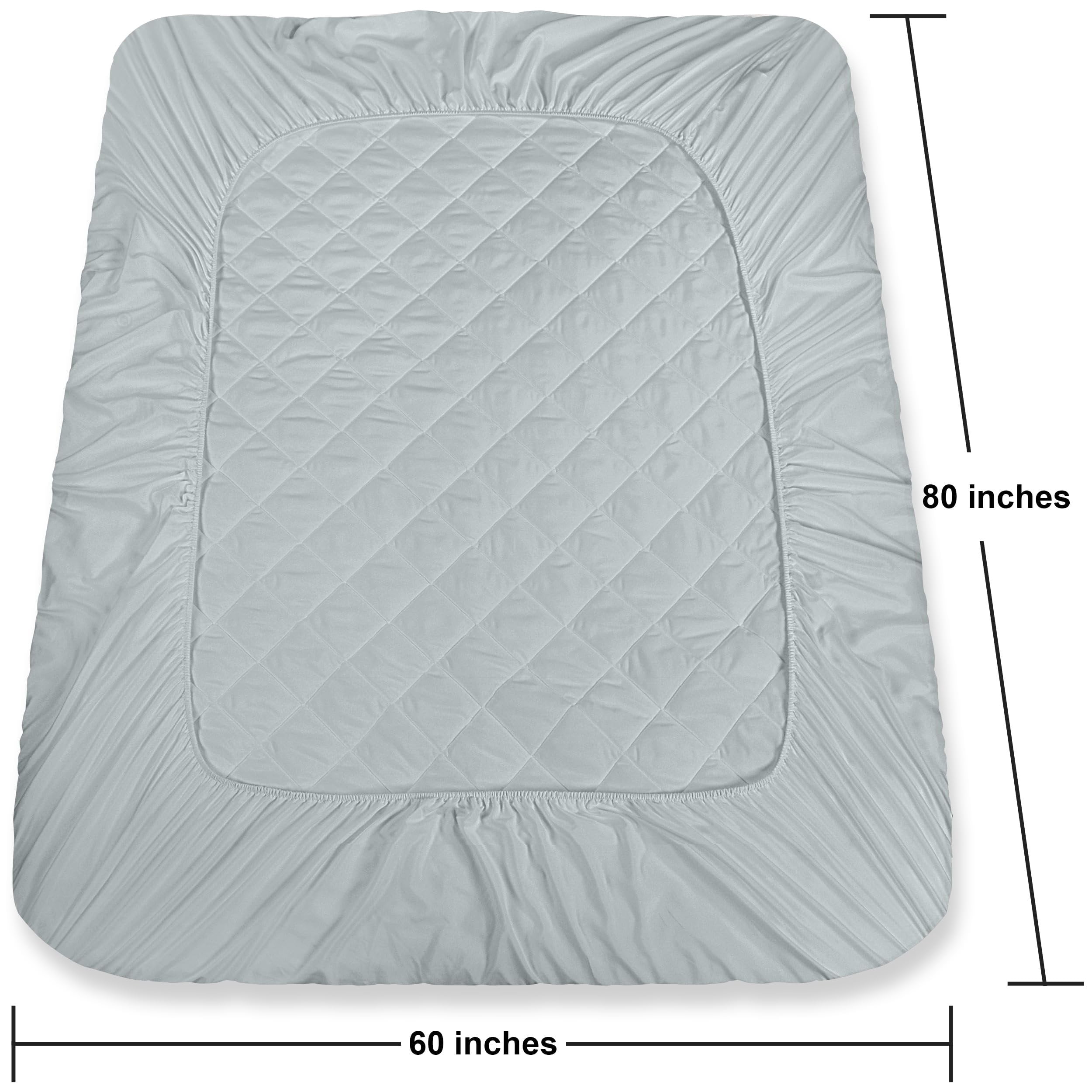 Utopia Bedding Quilted Fitted Mattress Pad, Queen Size, Elastic Fitted Mattress Topper Protector and Cover with Deep Pocket Stretches up to 16 Inches, Machine Washable (Light Grey)
