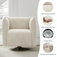 thumbnail image 5 of BELLEZE Swivel Barrel Chair, Modern Upholstered Corduroy Accent Chair, 360-Degree Swivel Armchair, Comfy Single Sofa Chair for Living Room, Bedroom Corner, Reading Nook [Set of 2] - Havana (White), 5 of 7