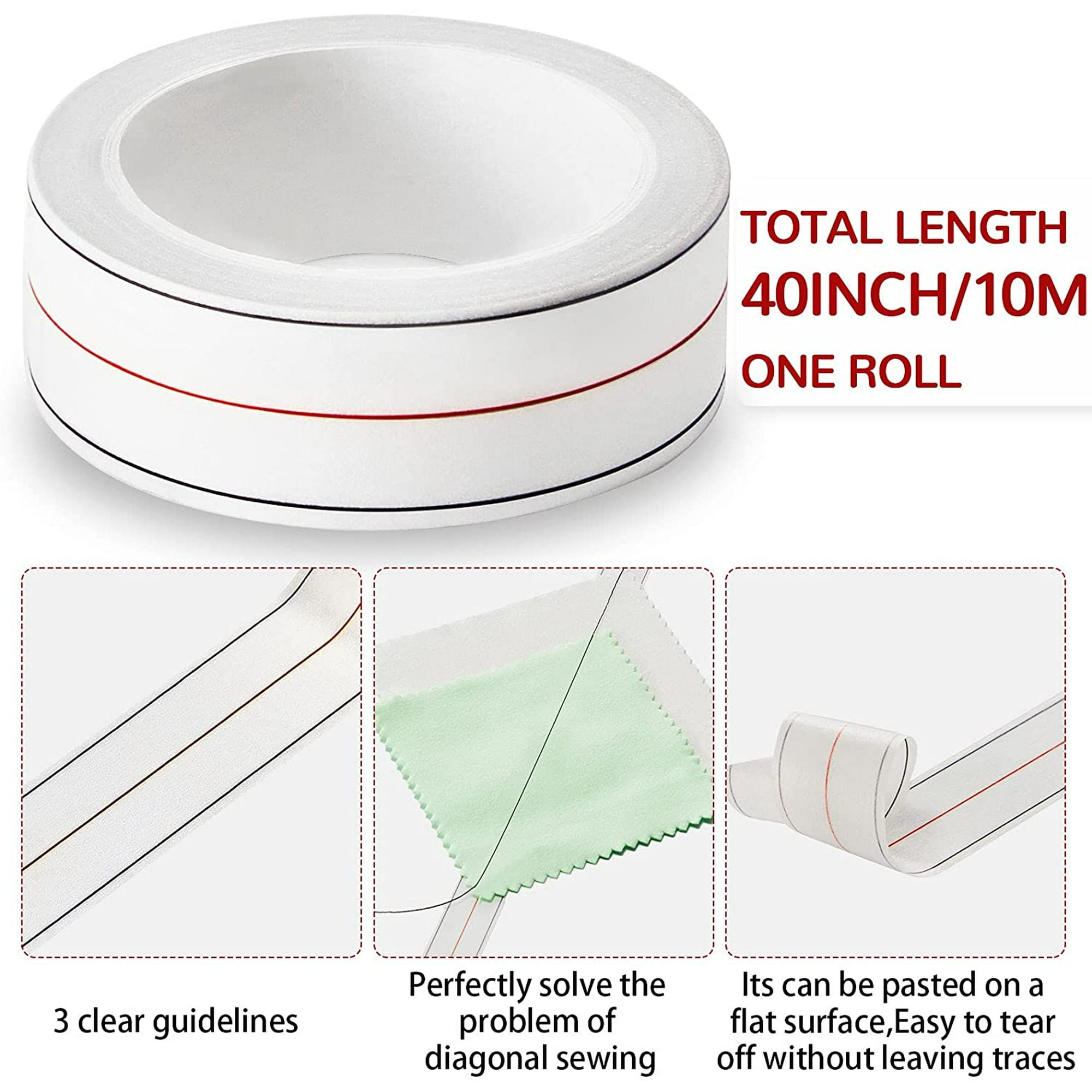 Diagonal Seam Tapes Sewing Basting Tape for Sewing Straight Diagonal Seams  Instruction Tool (4 Rolls)