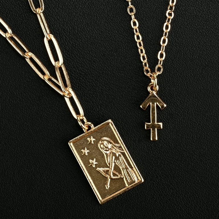 Claire's Girls Teen Gold Zodiac Sagittarius Necklace Set, Lobster
