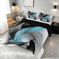 thumbnail image 3 of Manfei Blue Black and Gray Full Size Comforter Sets, Modern Abstract Artwork, Black Reversible 3 Pieces, 1 Comforter and 2 Pillowcases, 3 of 6