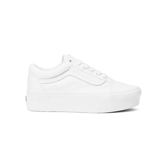 Tenis Vans Para Mujer Clasicos Old Skool Plataforma Blanco blanco 24.5
