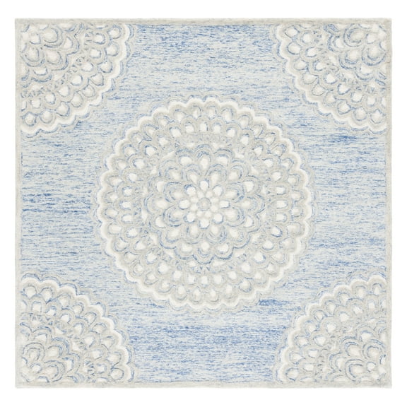 SAFAVIEH Metro Denholm Medallion Area Rug, Blue/Ivory, 6' x 6' Square