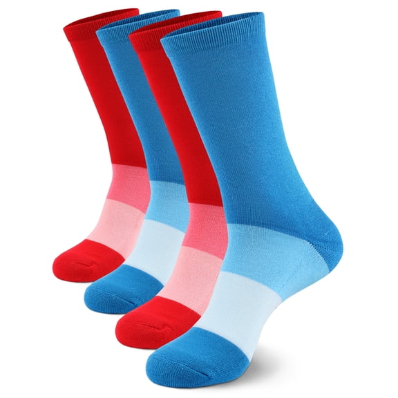 BambooMN Unisex Tri-Color Rayon from Bamboo Crew Socks - Assortment A - Large - 4 Pairs
