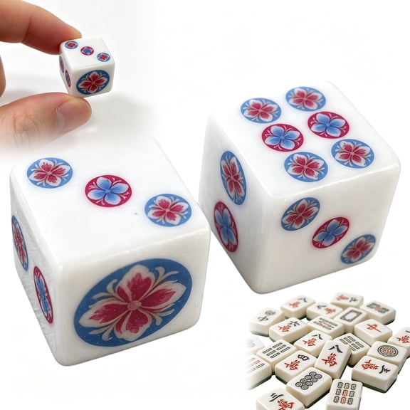 KGJQ 2Pcs 25MM Mahjong Dice Set, Decorative Dice for Table Game, Board Game, Casino Theme Party, Mah Jongg Accessories, Gift for Men Women