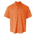 thumbnail image 4 of Huresd Men's Wrinkle Free Untucked Cuban Shirt Business Casual Button Down Tops Short Sleeve Solid Color Shirt Orange M, 4 of 4