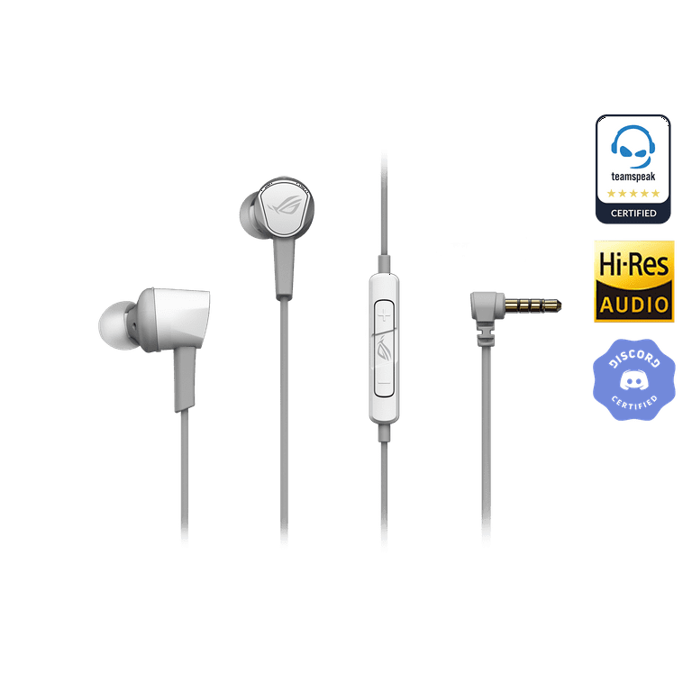 Cetra Switch ROG One, Xbox 3.5 in-Ear PC, for Hi-Res Mobile Mac, White Moonlight Liquid and Audio, II mm, Core Earbuds Drivers, PS5, | Gaming 90° Silicone PS4, Rubber Cable ASUS Connector,