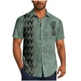thumbnail image 2 of Mens Tops Plus Size Short Sleeve Lapel Button Up Solid Color Casual Summer Shirt 1-Army Green S, 2 of 6