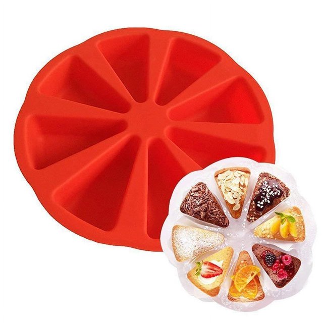 2 piezas de molde de silicona para pastel triangular, molde de silicona para pastel de 8 cavidades, molde de 8 triángulos para pastel, molde de 8 triángulos para gelatina, caramelo, galletas, pastel,