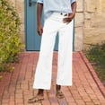 thumbnail image 4 of Cropped Linen Pants Women High Waisted Flare Wide Leg Capri Work Pants Business Casual Ankle Pants with Pockets, 2025 Under 10 Dollar Limited Time, 4 of 6
