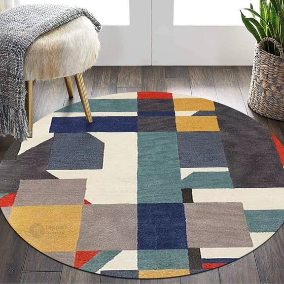 Wool Rug 5X5, Tufted Carpet, Grey Color, Area Rug, Hallway, Bedroom, Handmade Rugs